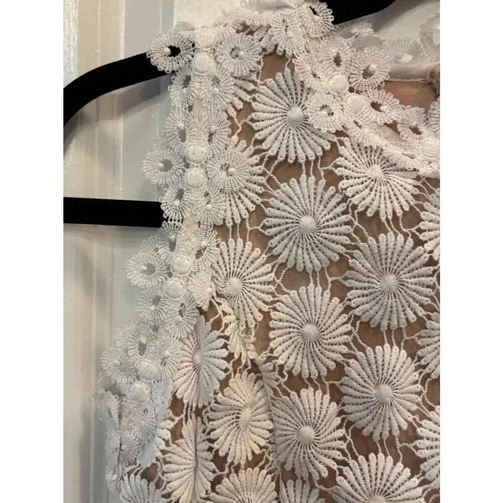 Coquette Girl Crochet Lace Dress Navy Cream Boutique Summer Brunch Date S Chic - Picture 5 of 8